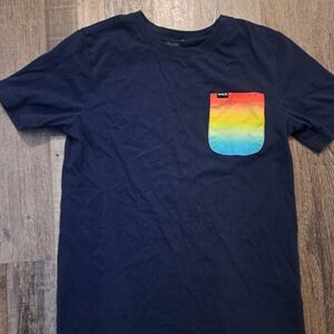 Hurley Navy Tee with Rainbow Pocket
